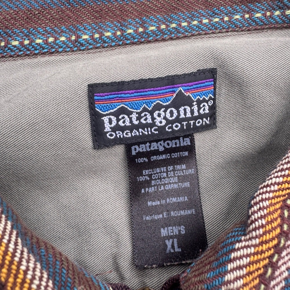 Patagonia Rythm Splitter Full Zip Stripe Shirt Jacket Mens XL Brown Blue Ochre - Picture 6 of 8